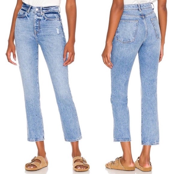 NWT Lovers + Friends Revolve Reece High Rise Slim Straight Jeans Blue Harland 27 - Picture 2 of 11